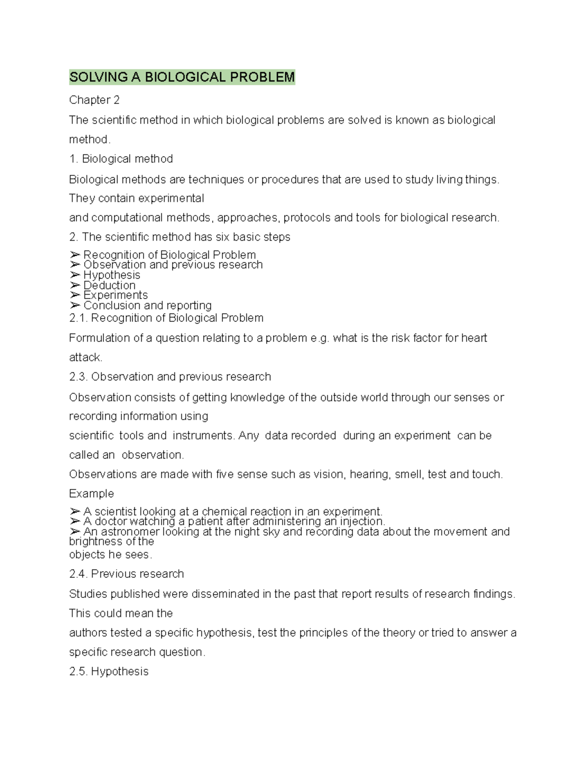 Solving A Biological Problem Chapter 2 - SOLVING A BIOLOGICAL PROBLEM ...