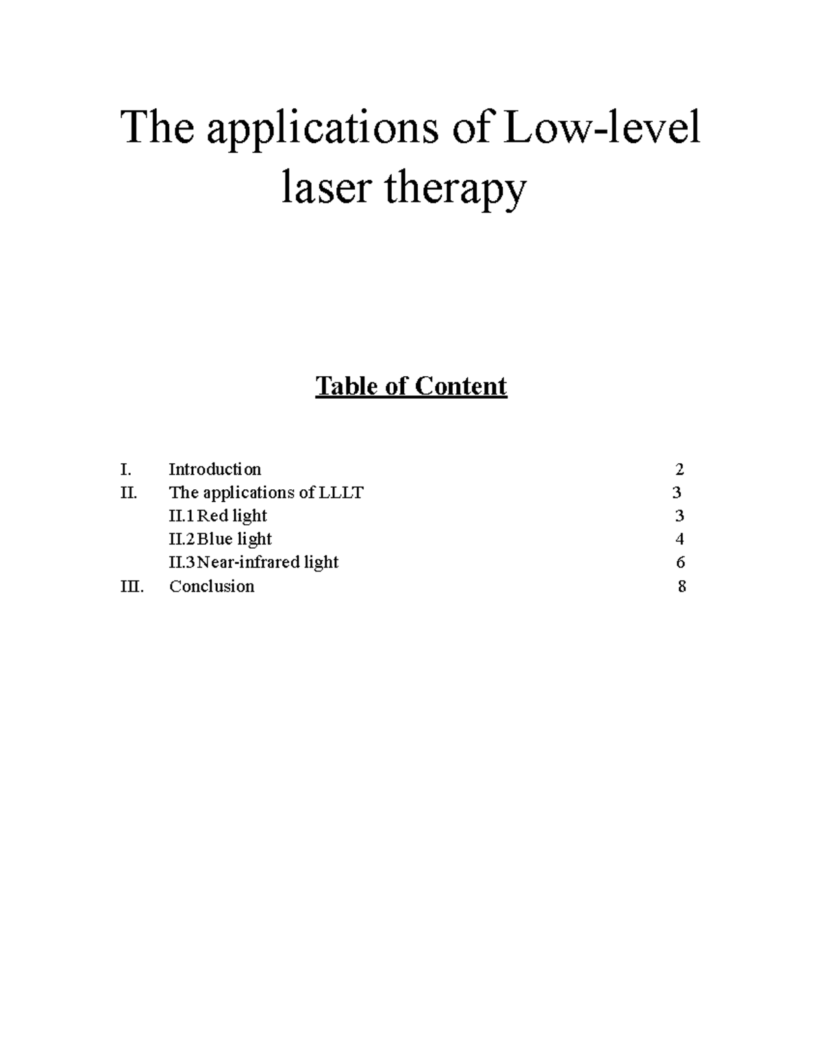 Review Lowlevel laser therapy The applications of Lowlevel laser