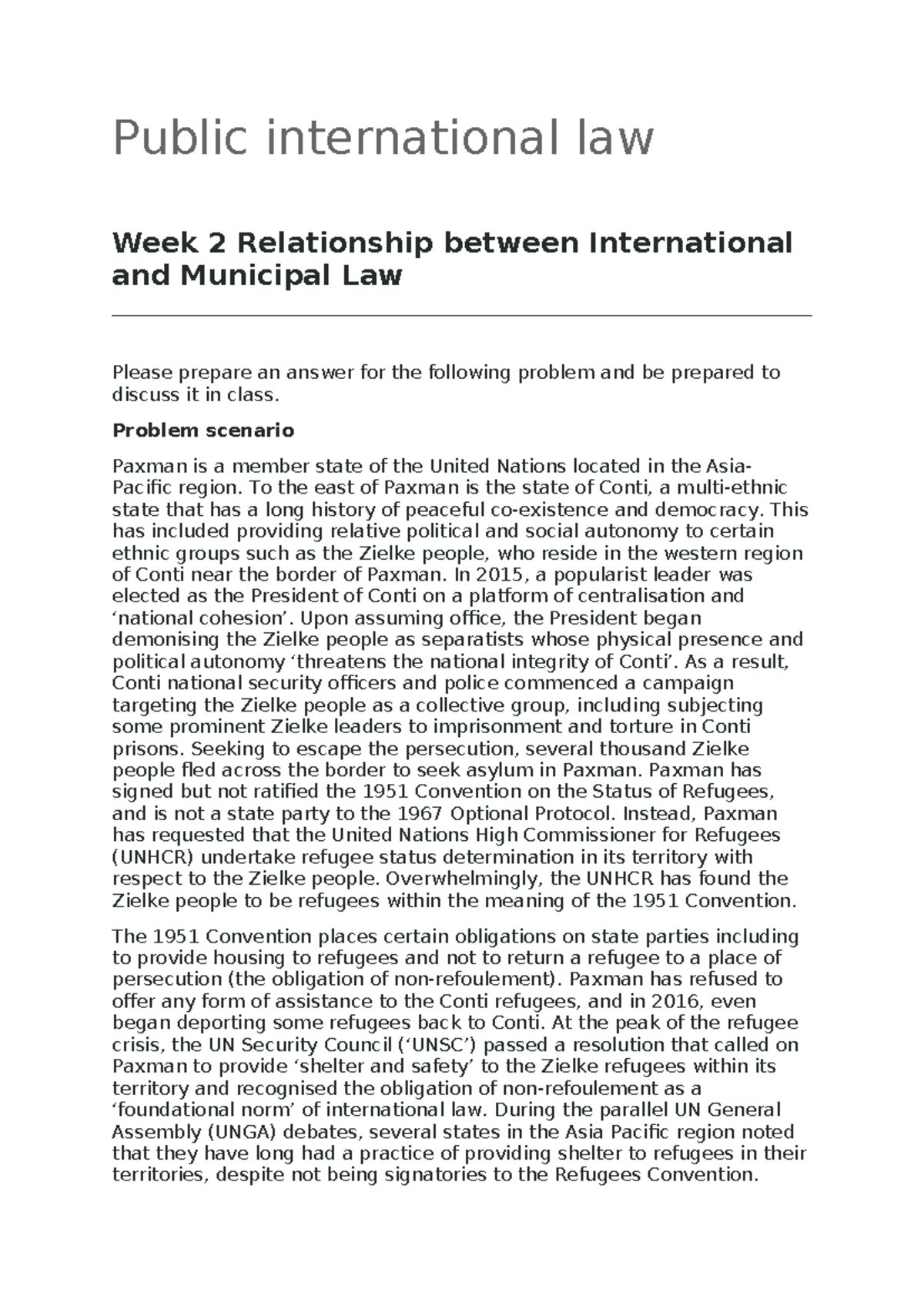 Public international law 2 - Public international law Week 2 ...