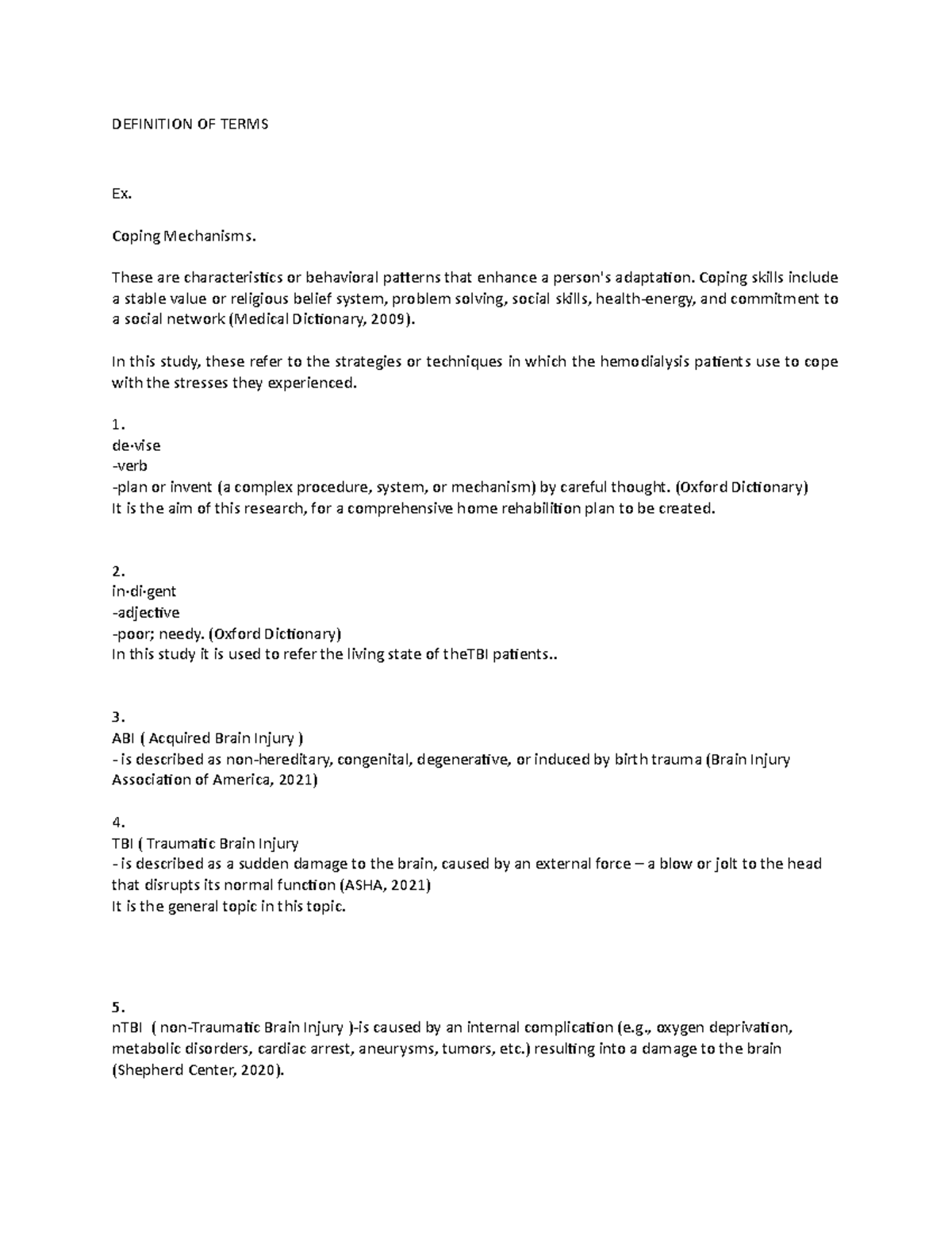 Definition OF Terms RESEARCH REFERNECE DEFINITION OF TERMS Ex