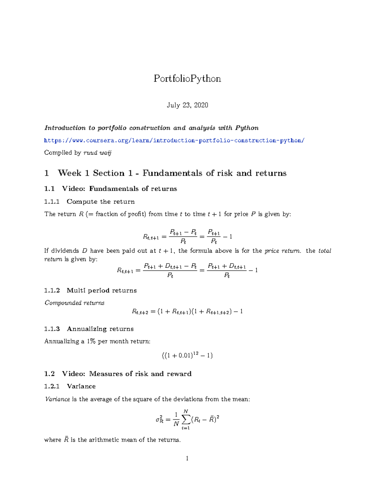 1-Portfolio Python - Summary - PortfolioPython July 23, 2020 ...