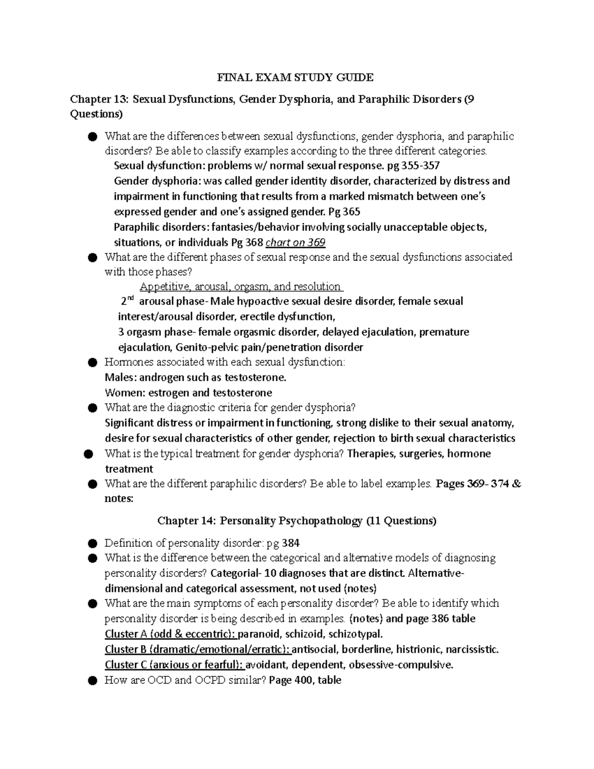 Final EXAM Study Guide-abnormal - FINAL EXAM STUDY GUIDE Chapter 13 ...
