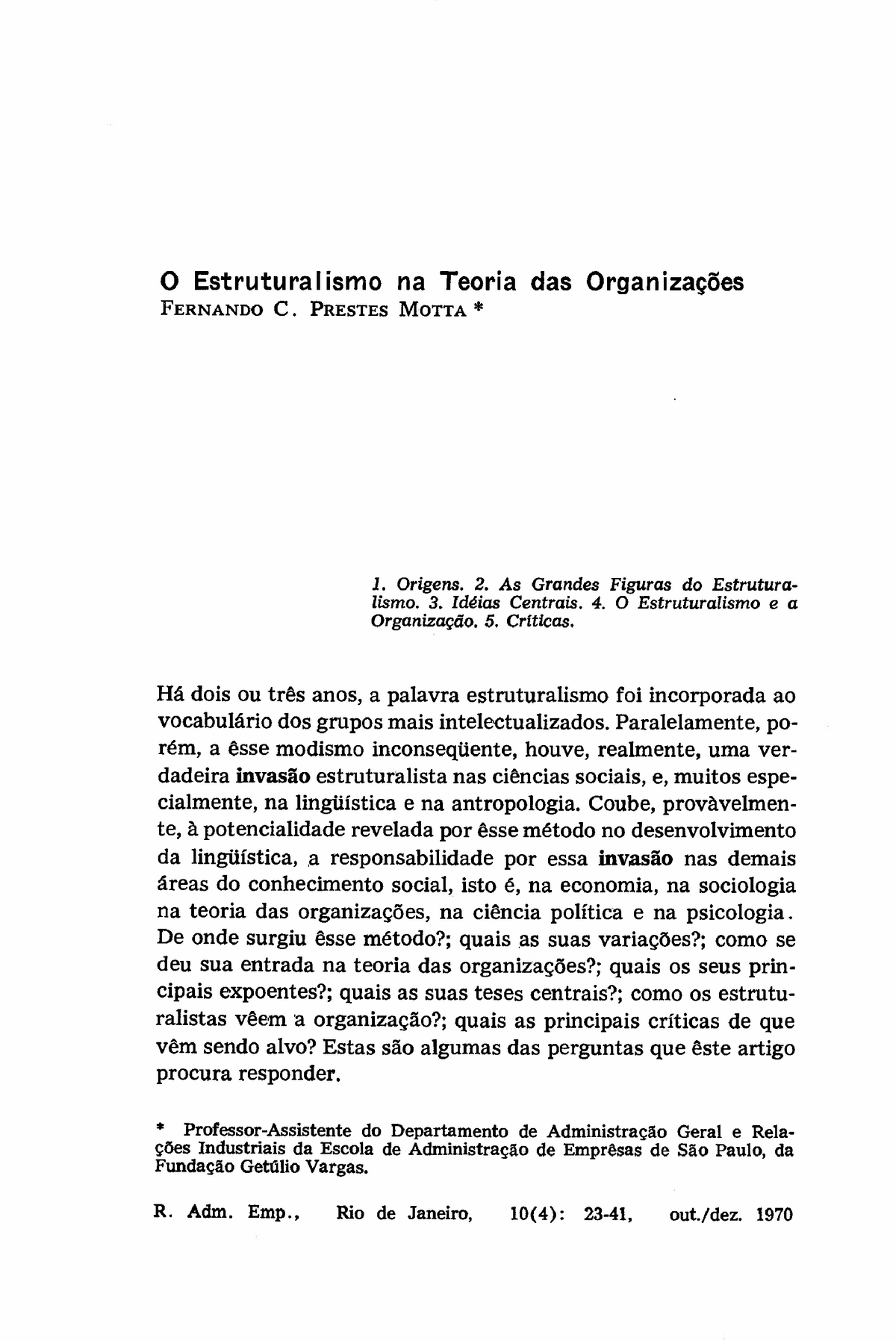 10 - O Estruturalismo Na Teoria Das Organizações - O Estruturalismo Na ...