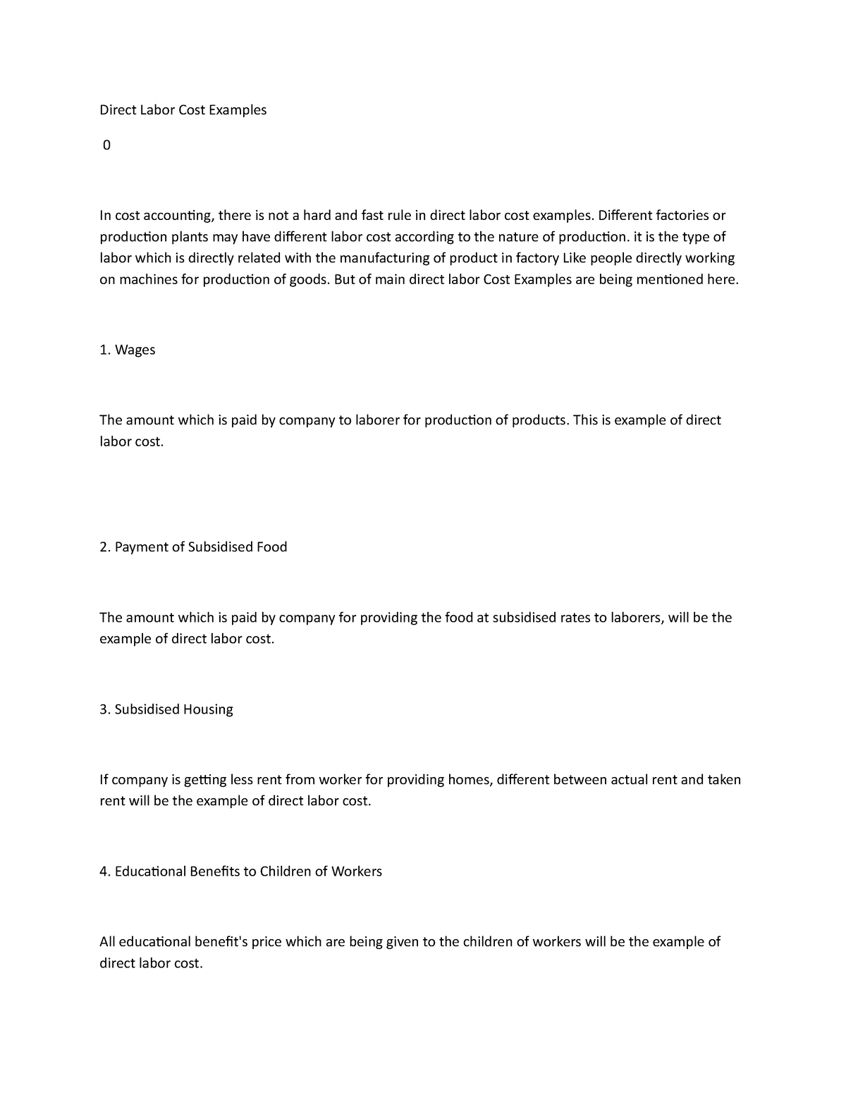 Direct Labor Cost - Assignment - Direct Labor Cost Examples 0 In cost ...