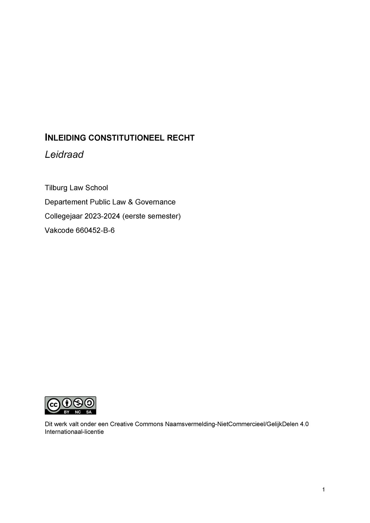 Leidraad Inleiding Constitutioneel Recht 2023-2024 - INLEIDING ...