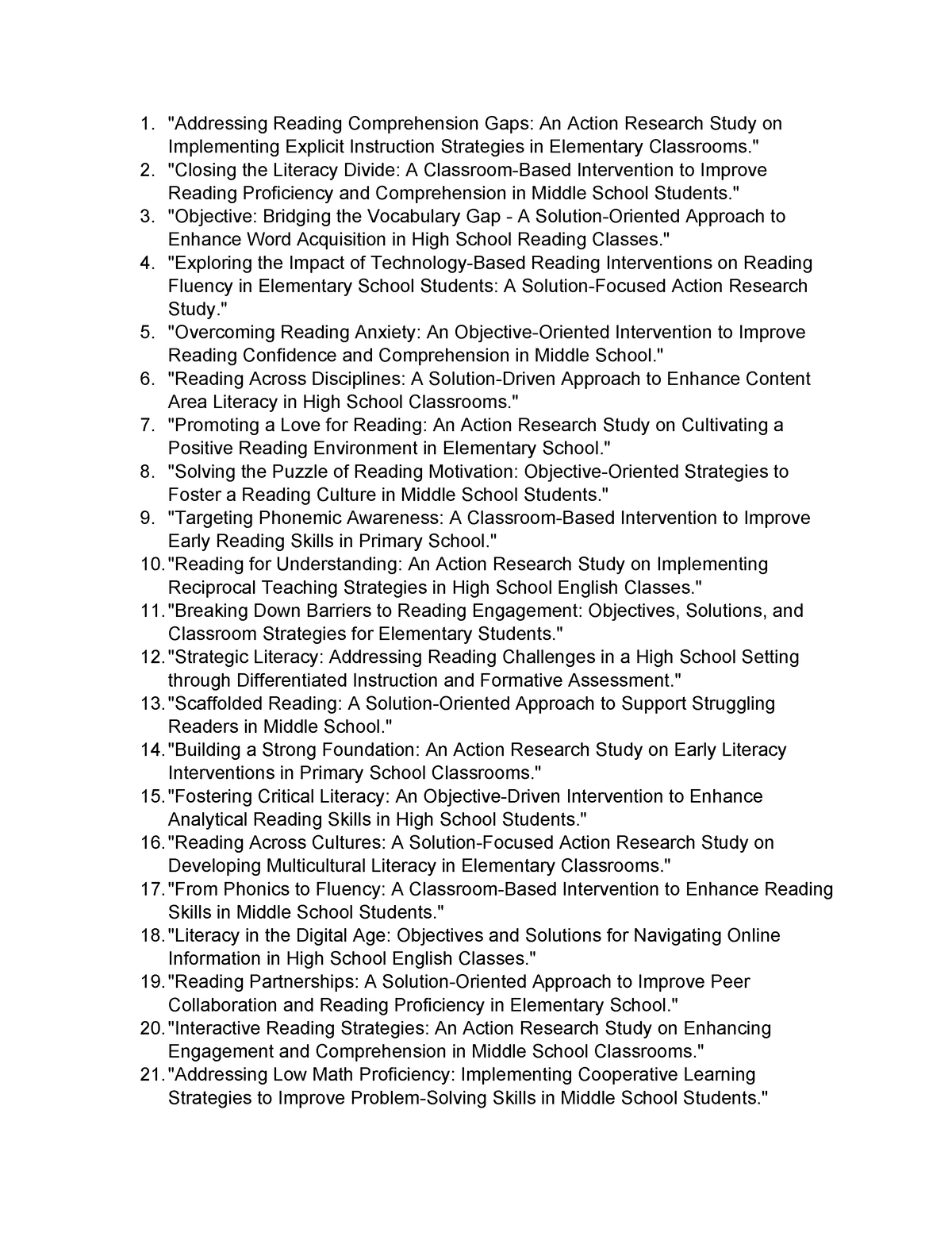 list of completed action research titles with authors philippines grade