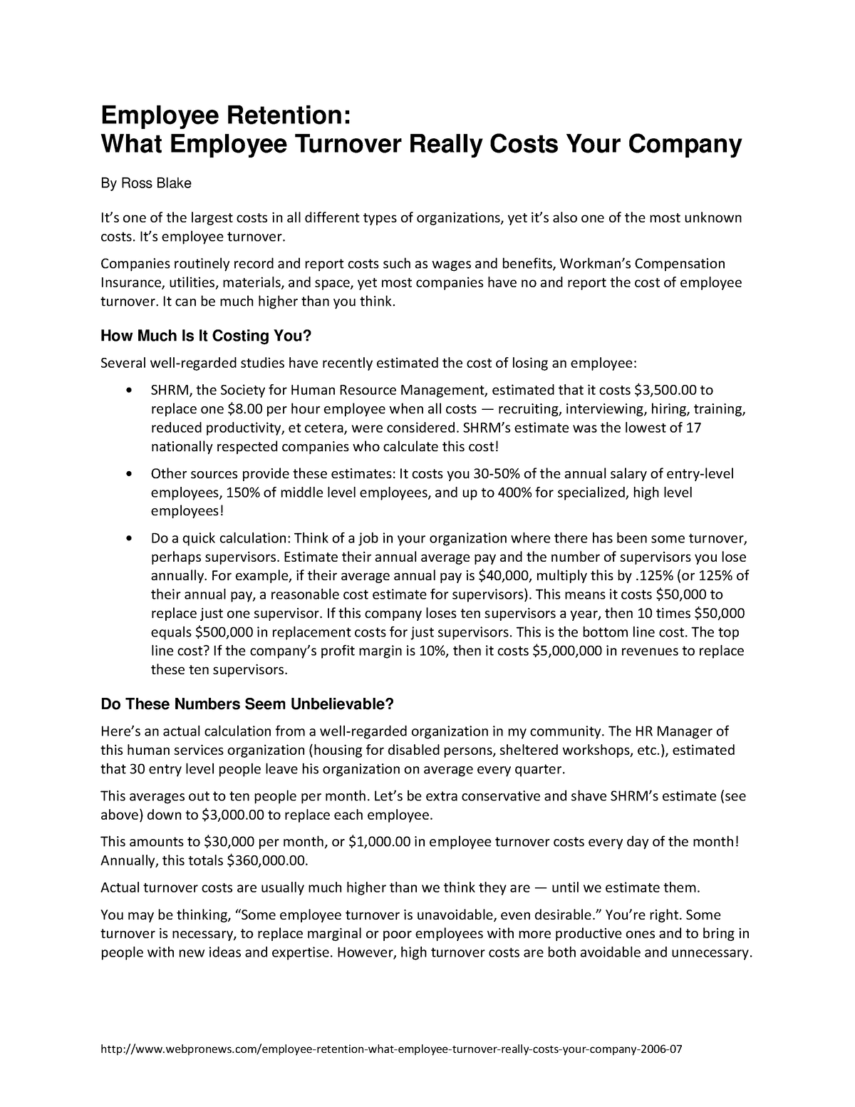 term paper of employee retention