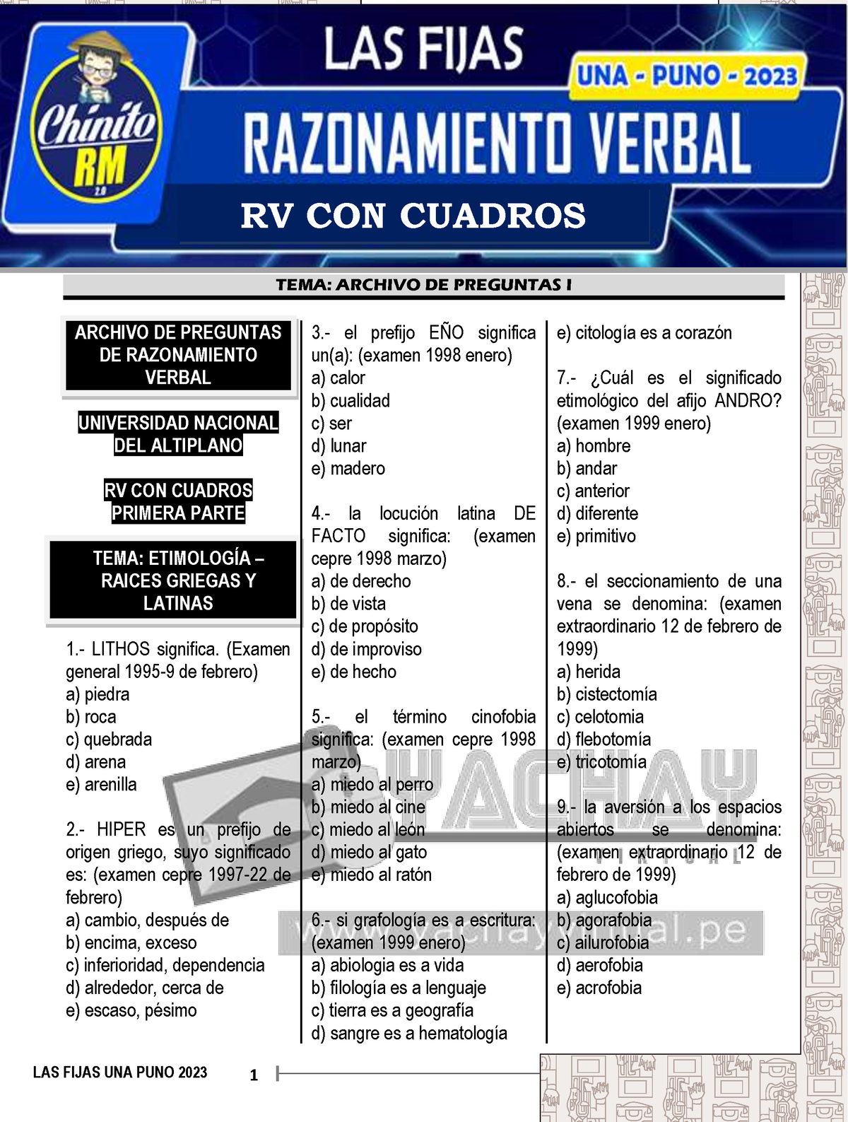 Material 01 - LAS Fijas RV - 2023 - 1 Lic. HAROLD CUADROS A. LAS FIJAS ...