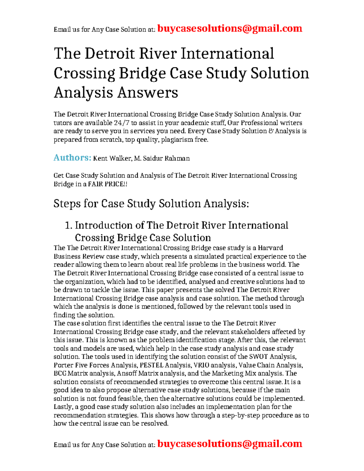 Case Solution The Detroit River International Crossing Bridge - The ...