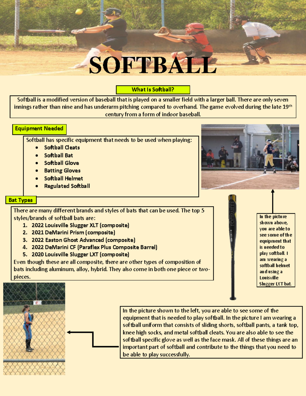 WRD practicum 4 pdf SOFTBALL What Is Softball? Softball is a modified
