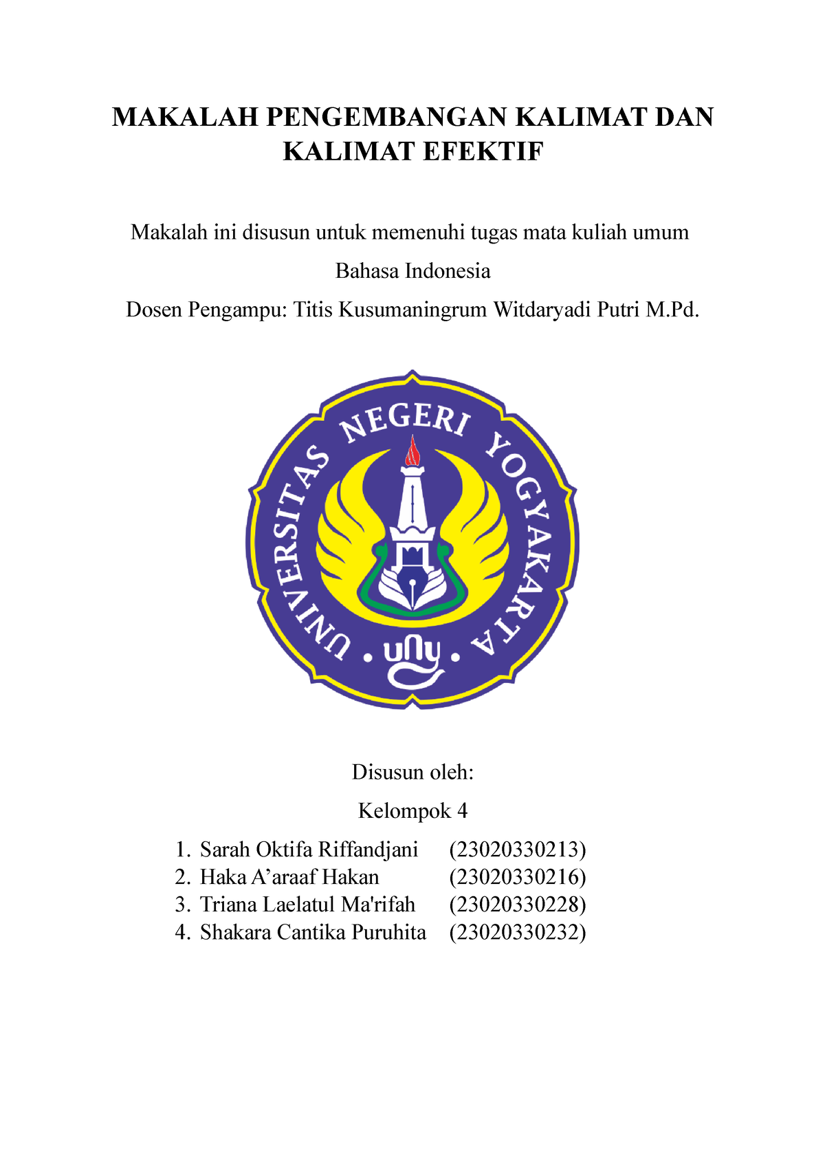 Makalah Kalimat DAN Kalimat Efektif - MAKALAH PENGEMBANGAN KALIMAT DAN ...