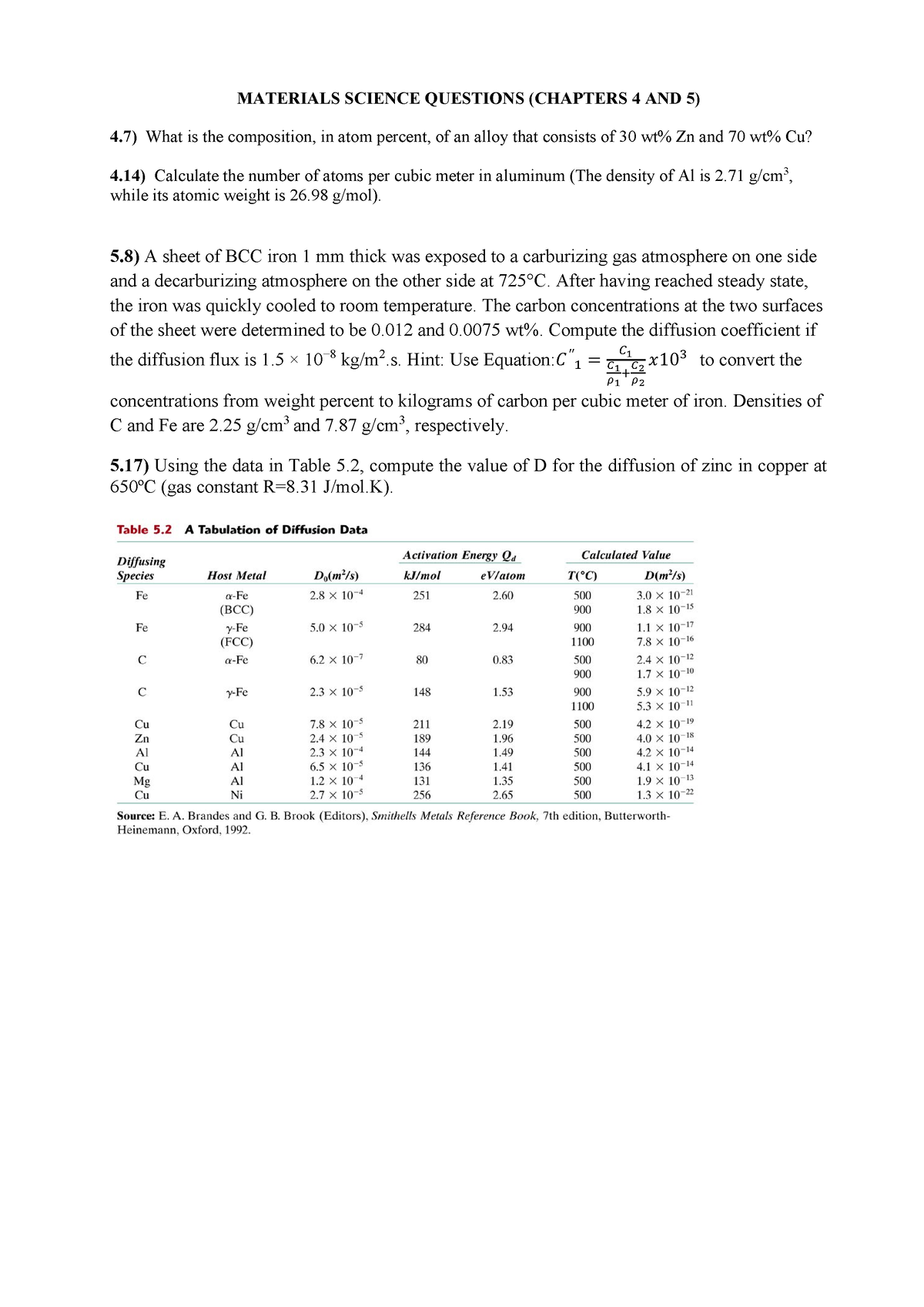 Questions-Ch 4-5 - Ch4—5 Questions - MATERIALS SCIENCE QUESTIONS ...