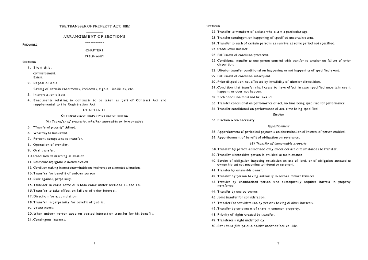 transfer of property act assignment