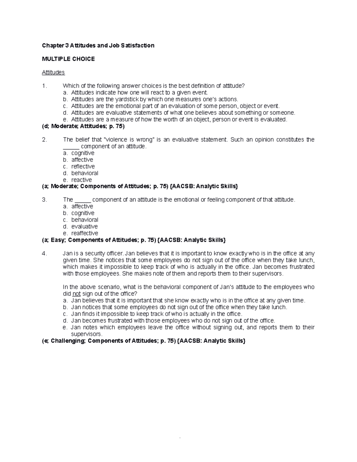 Evolution of Management - Chapter 3 Attitudes and Job Satisfaction ...