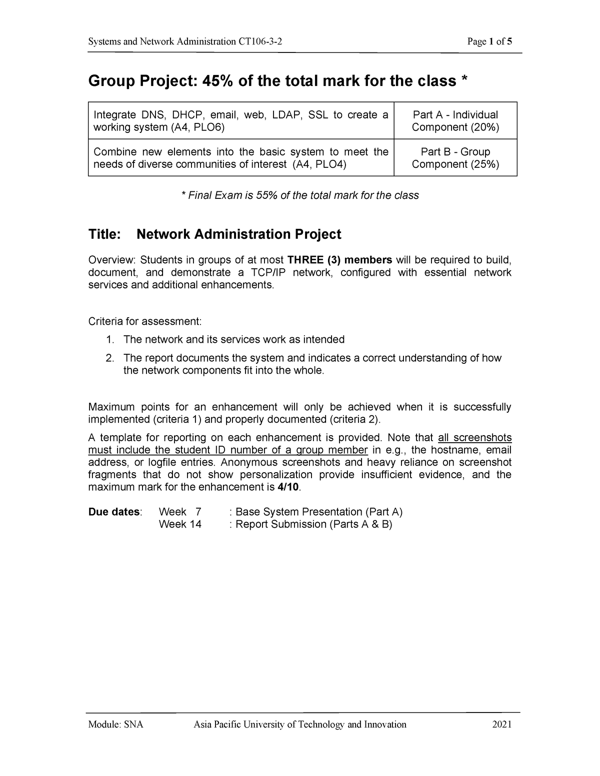 system and network administration assignment