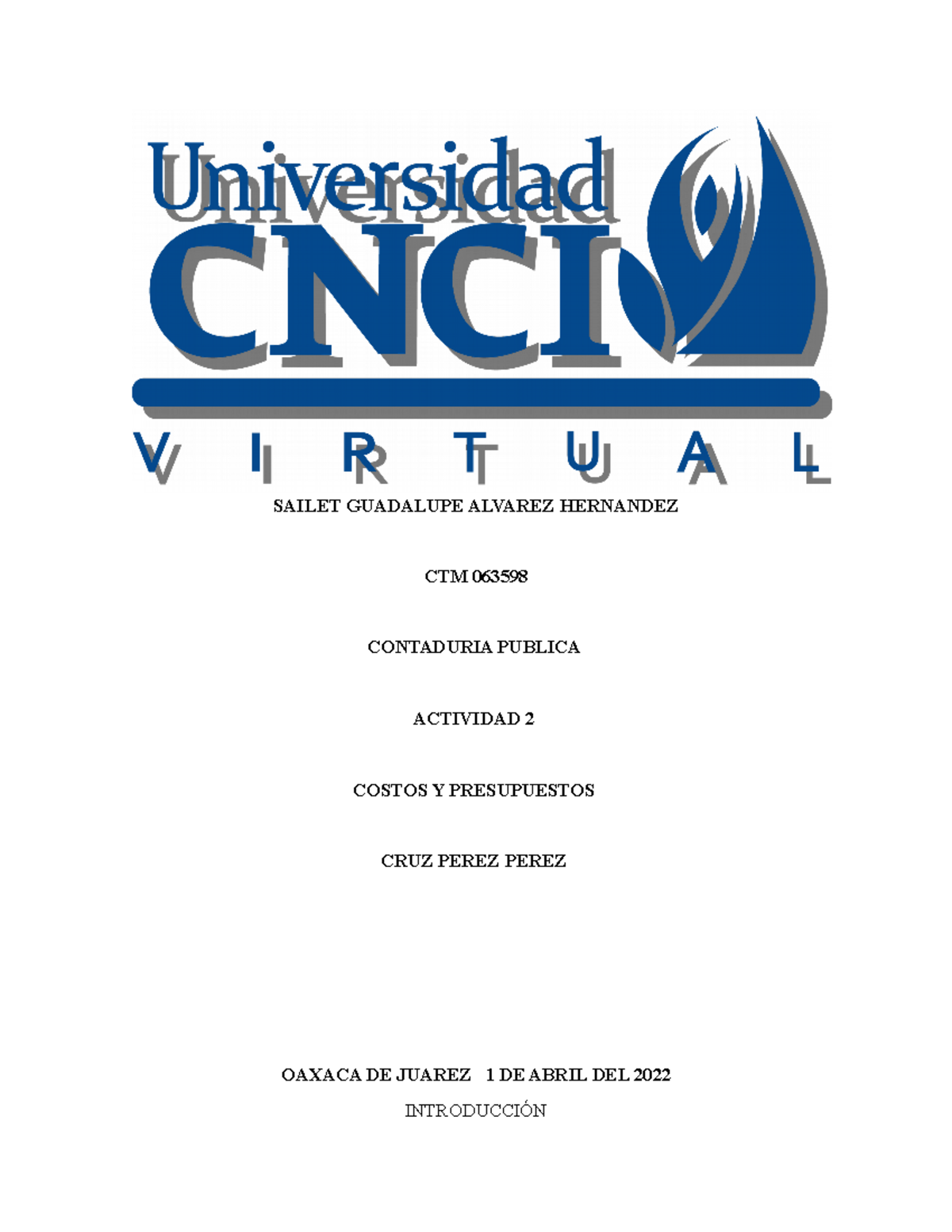 Actividad 2 - Tarea 2 De Costos Y Presupuestos - SAILET GUADALUPE ...