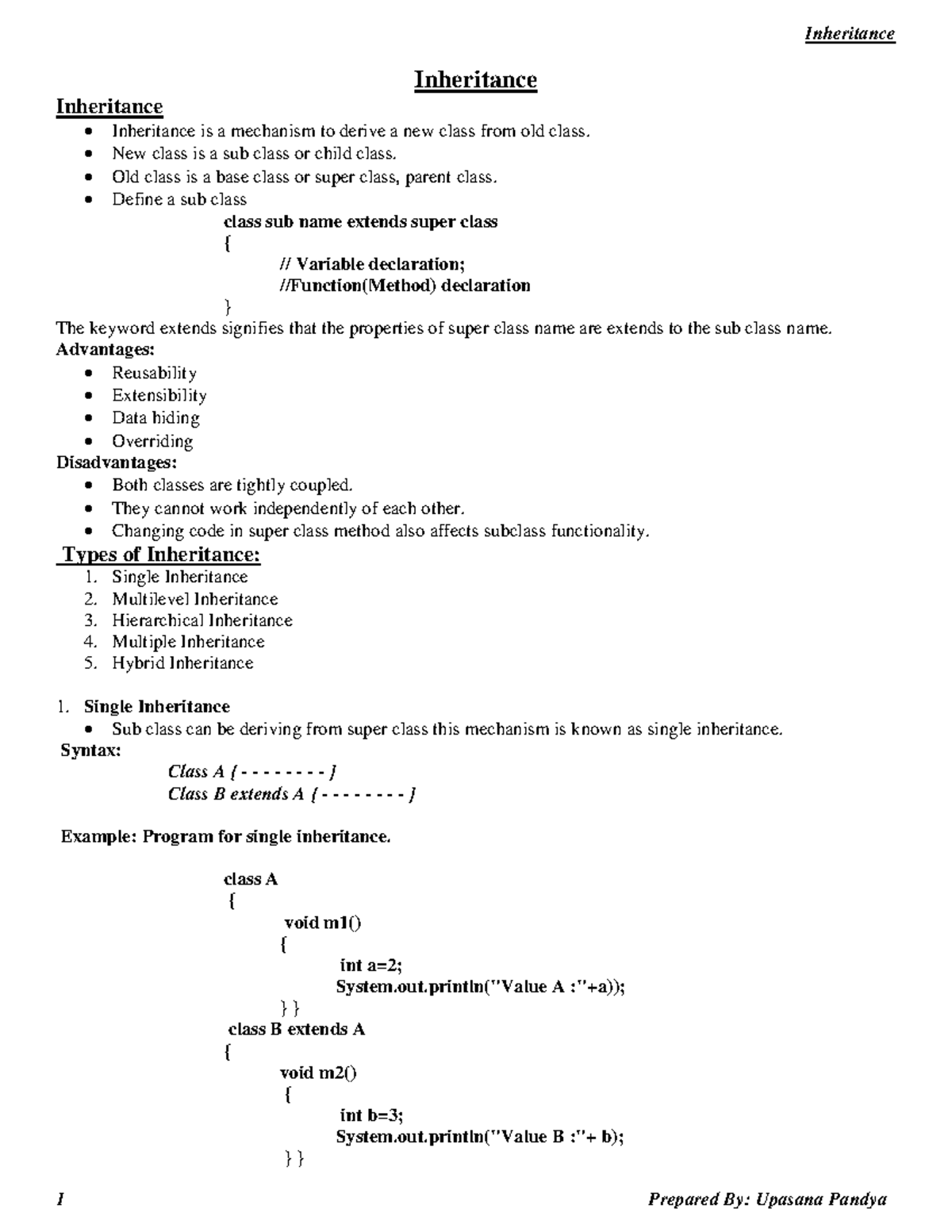 Inheritance - NOTES - Inheritance Inheritance Inheritance is a ...