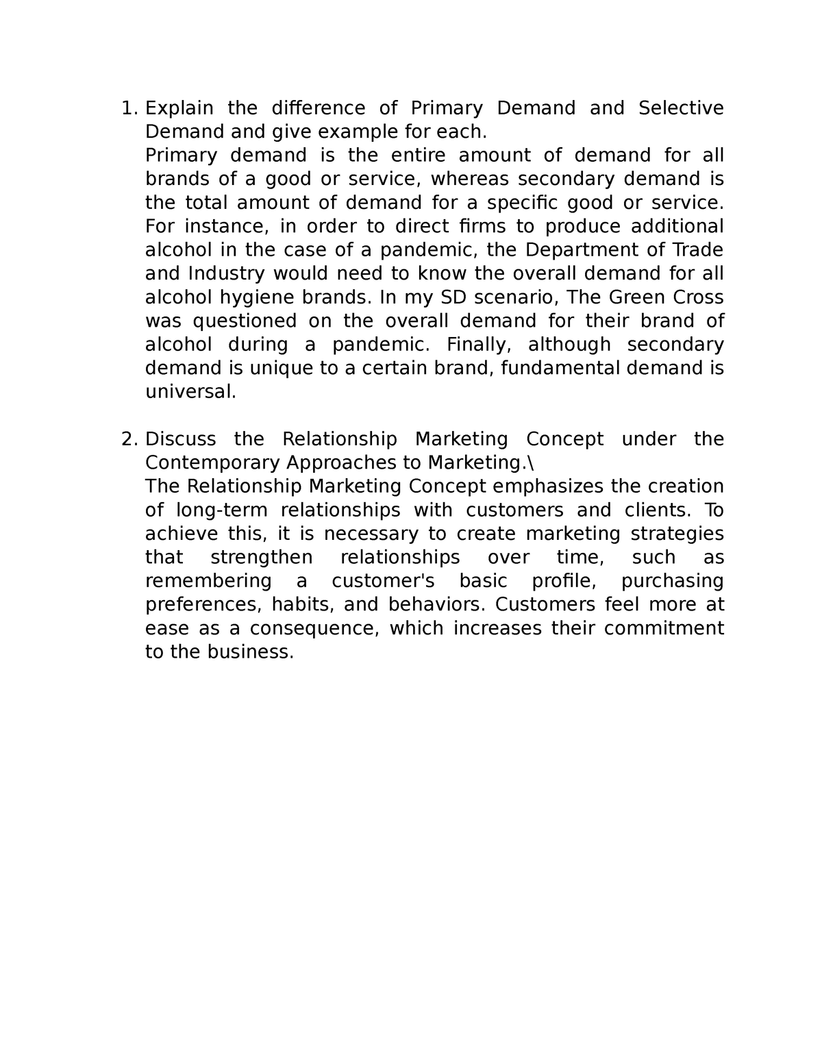 Essaya 2 - English Essay - Explain the difference of Primary Demand and