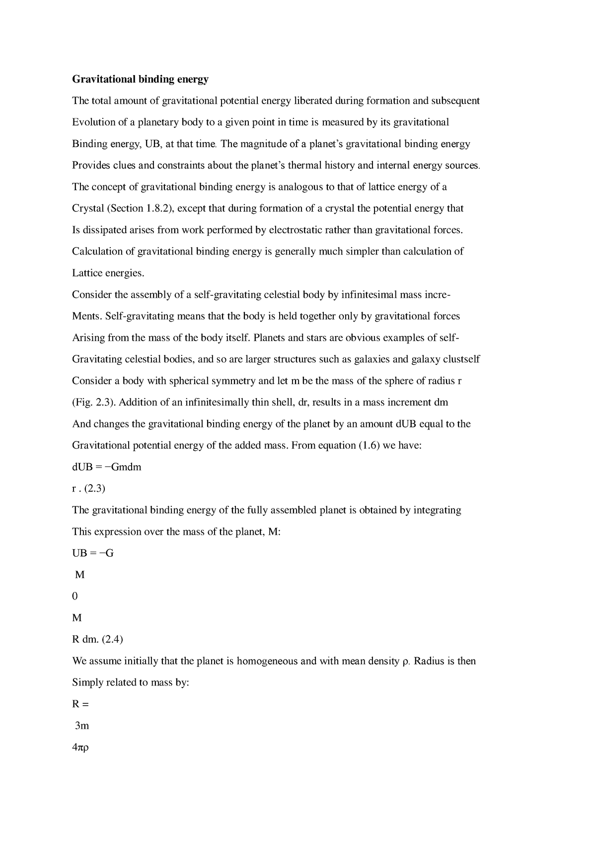 Gravitational binding energy - The magnitude of a planet’s ...