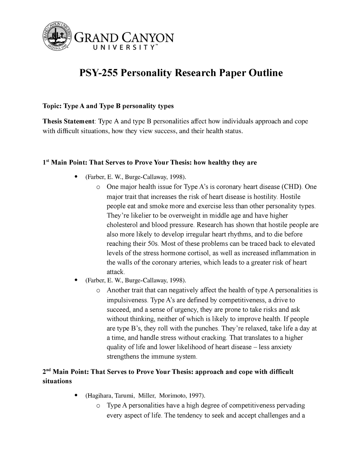 types of personality research paper