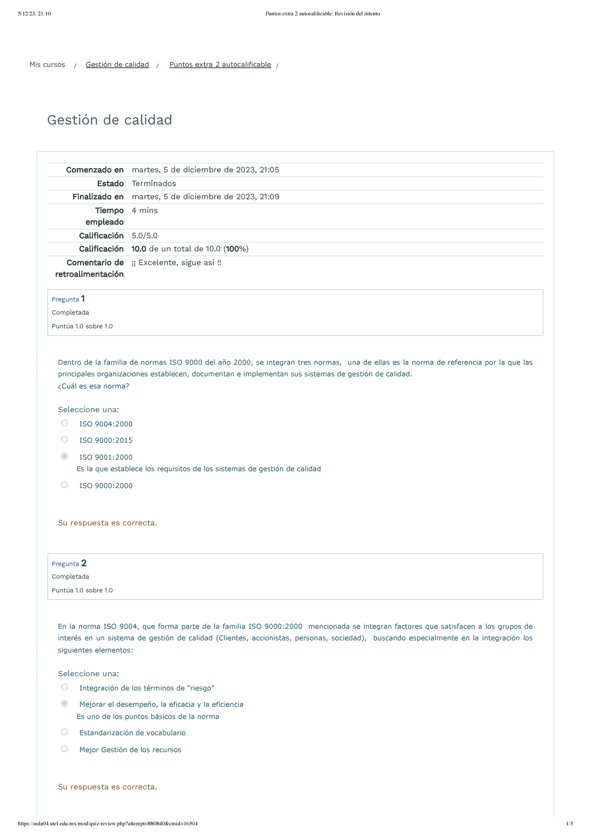 Puntos Extra 2 Autocalificable Revisión Del Intento - 5/12/23, 21:10 ...