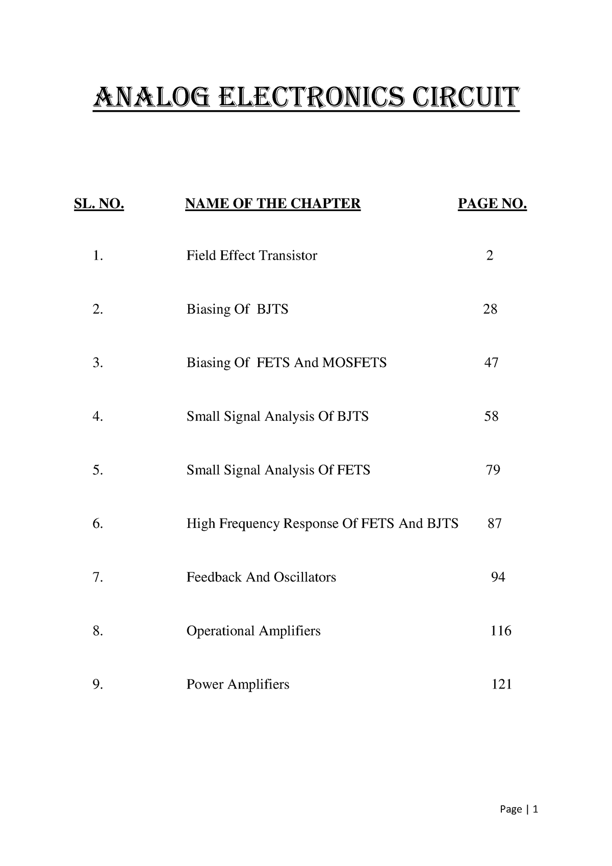 Lecture Note 32008 150126340 - ANALOG ELECTRONICS CIRCUIT Field Effect ...