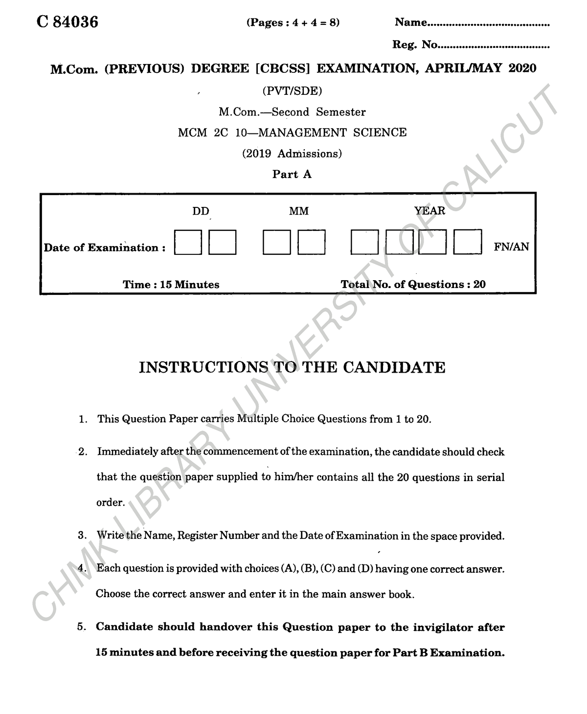 mcom sem 2 research methodology question paper