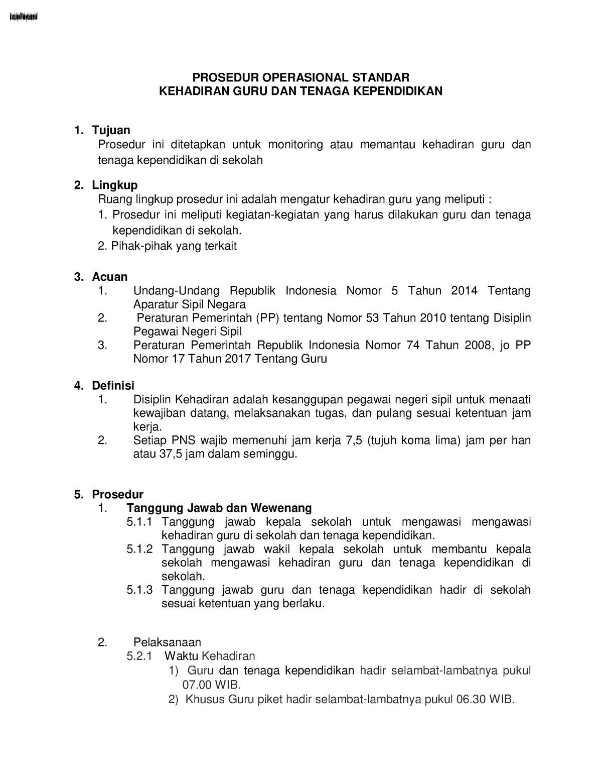 Contoh Sop Pelaksanaan Tugas Guru Dan Tenaga Kependid 1037