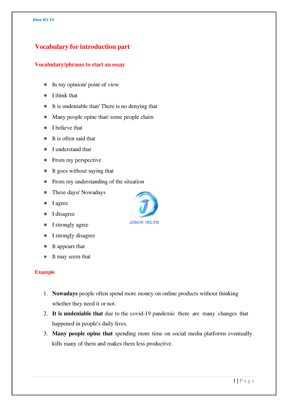 Ielts Writing Task 2 All Vocabulary - Vocabulary For Introduction Part ...