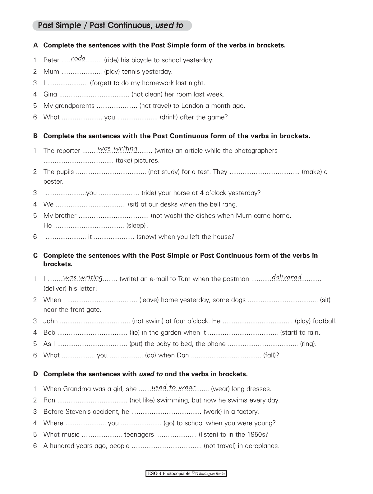 39347 - practice - Past Simple / Past Continuous, used to was writing ...