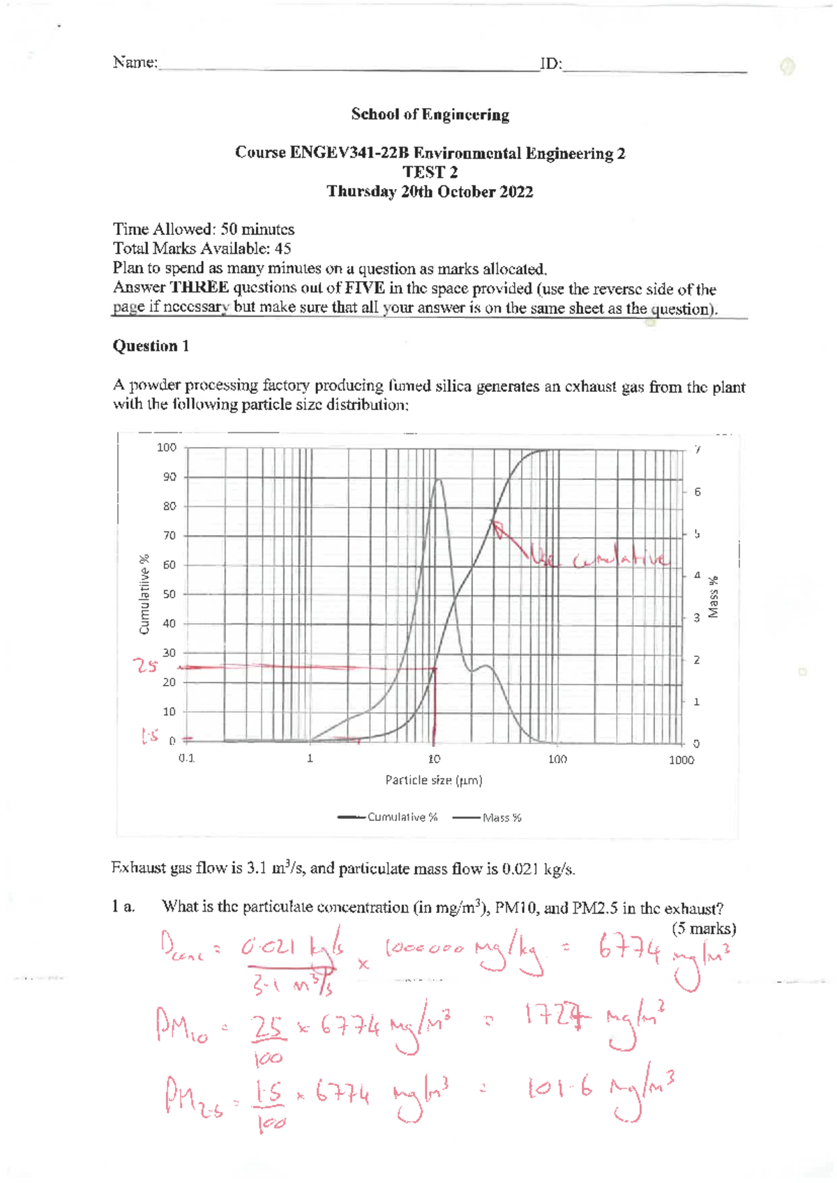 Test 2 2022 model answers-2 - Name: ID: School of Engineering Course ...