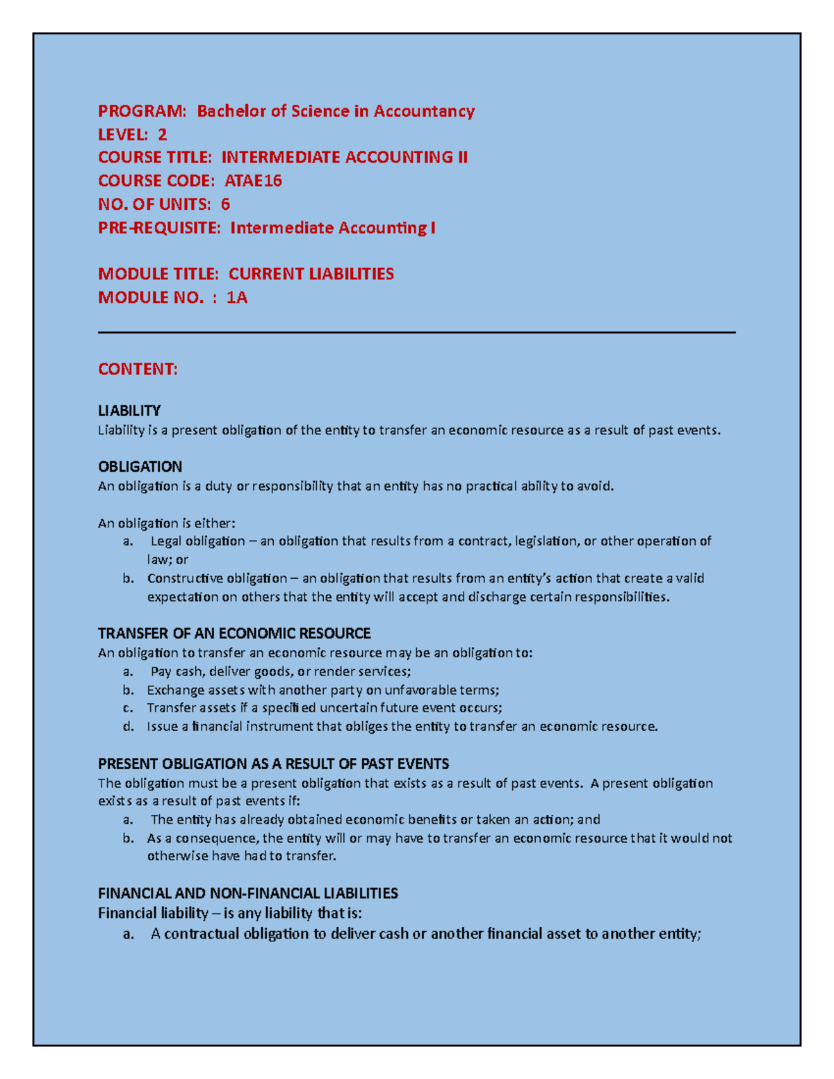 1a.Chapter-1 - Lesson regarding intermediate Accounting 2. - PROGRAM ...