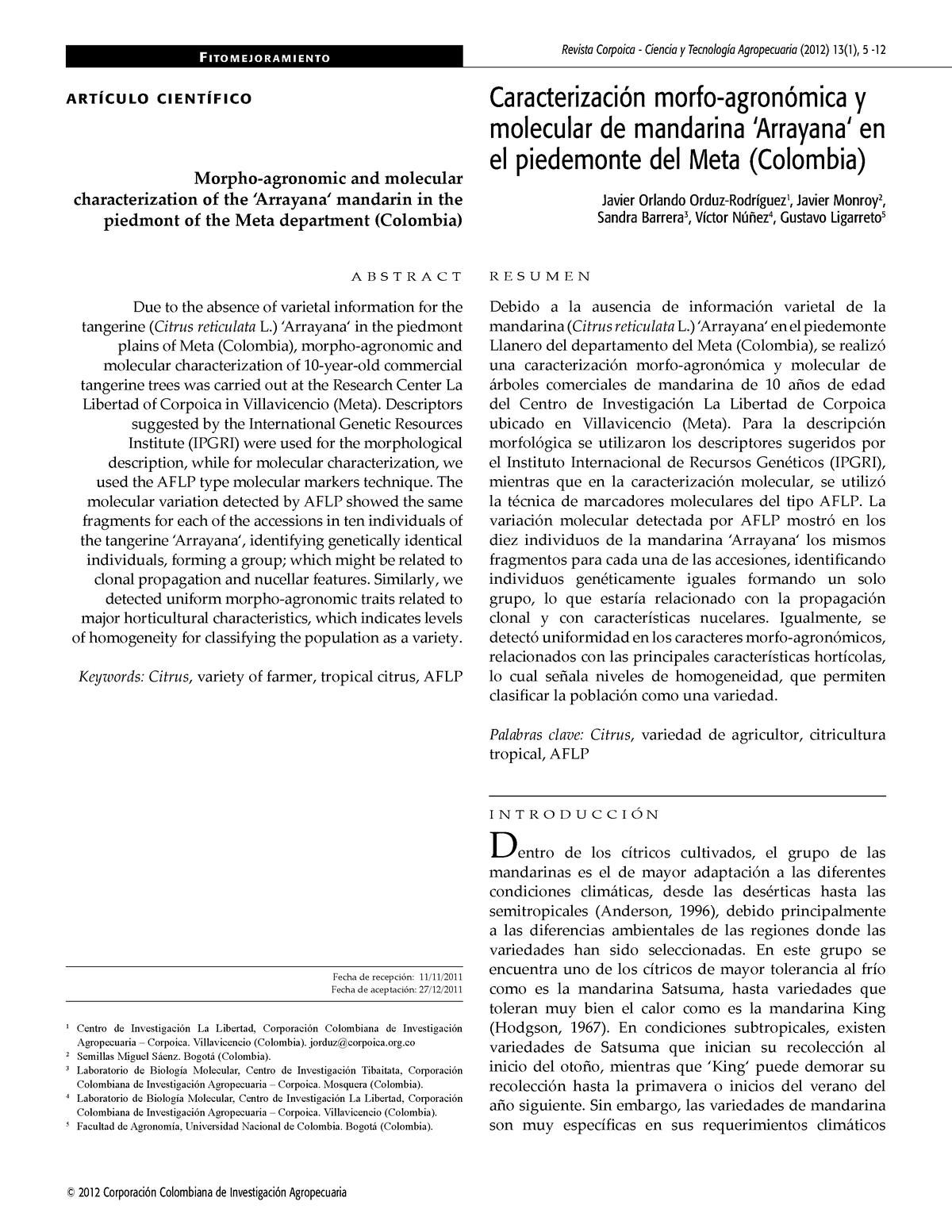 Dialnet-Caracterizacion Morfoagronomica YMolecular De Mandarin-5624695 ...