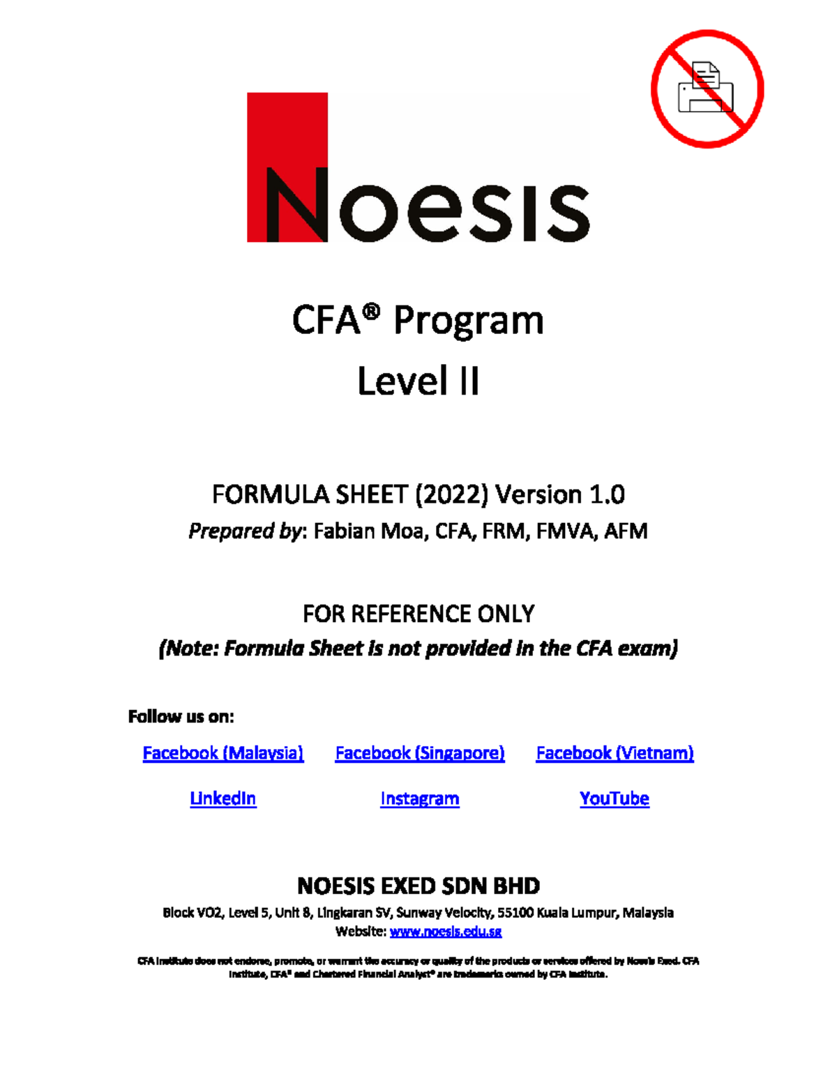 CFA Level 2 Formula Sheet (2022) - Linked In - CFA Level 2 Formula ...