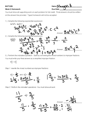 MAT1205+Week+3+Homework - MAT1205 Name __________________________ Week ...