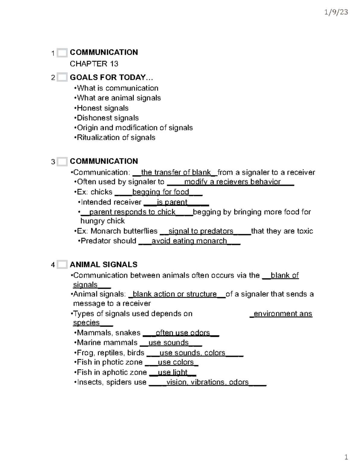 Ch 13 Communication student - 1/9/ 1 COMMUNICATION CHAPTER 13 GOALS FOR ...