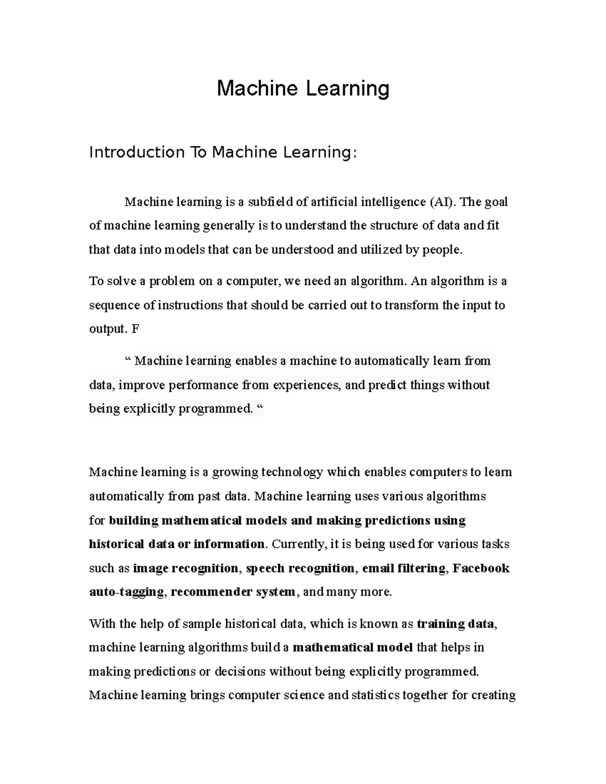 Machine Learning - Machine Learning Introduction To Machine Learning ...