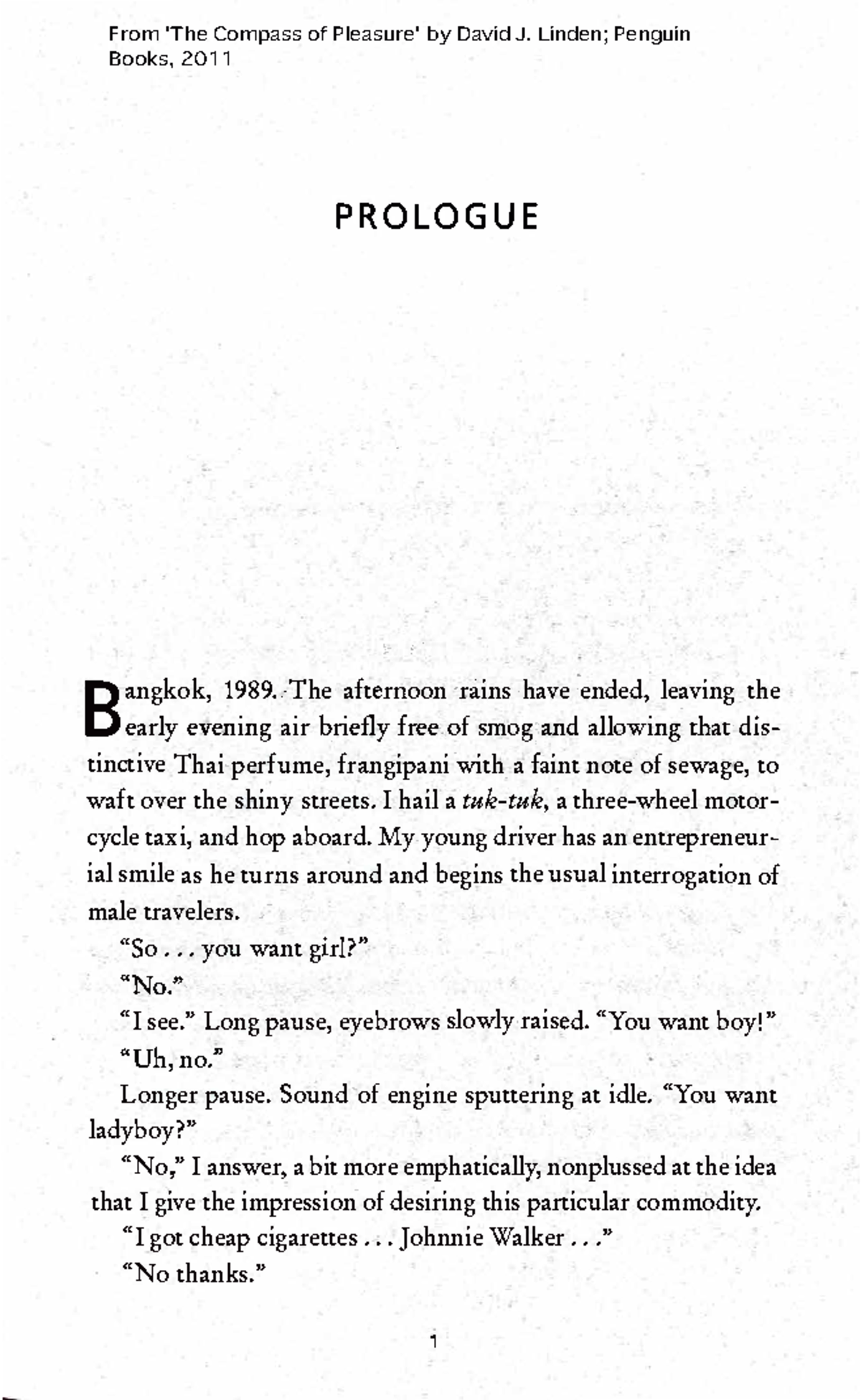 The Compass of Pleasure Excerpt - PROLOGUE 㨀⸀- _:. B ngkok, 989./㬀焀he