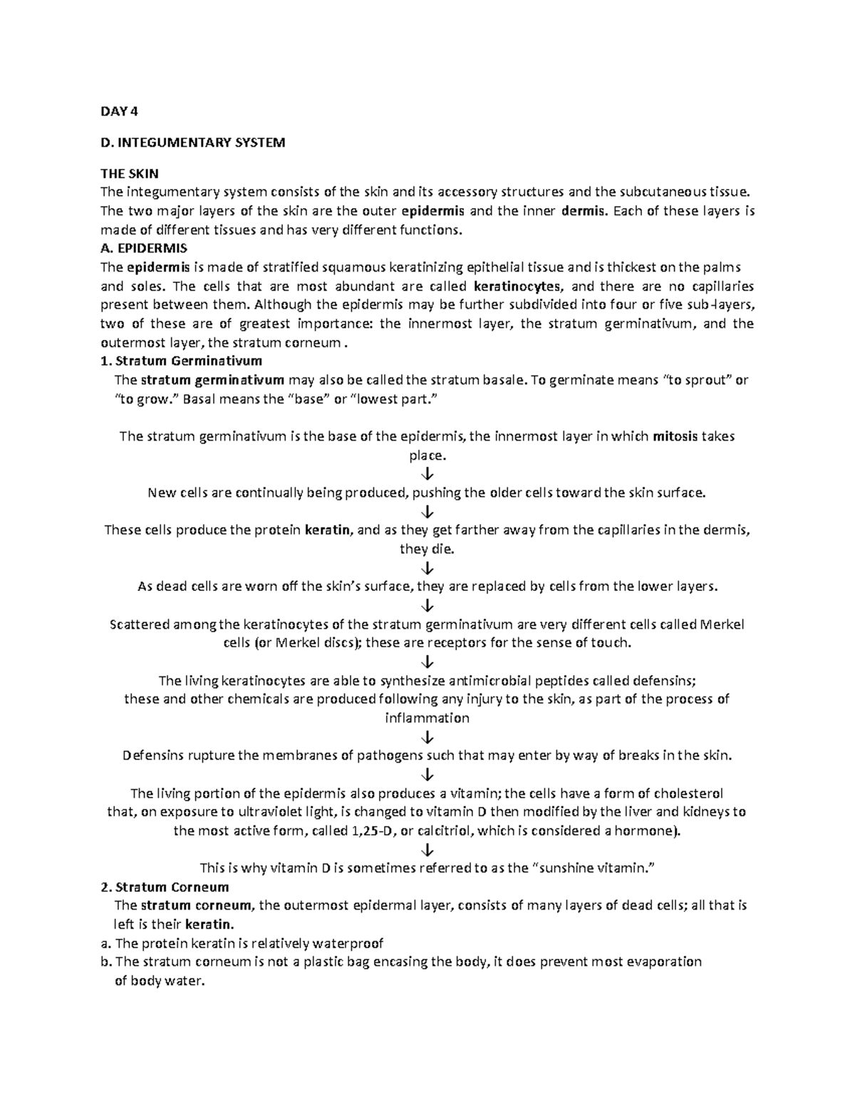 W5 - 4 Module - DAY 4 D. INTEGUMENTARY SYSTEM THE SKIN The ...