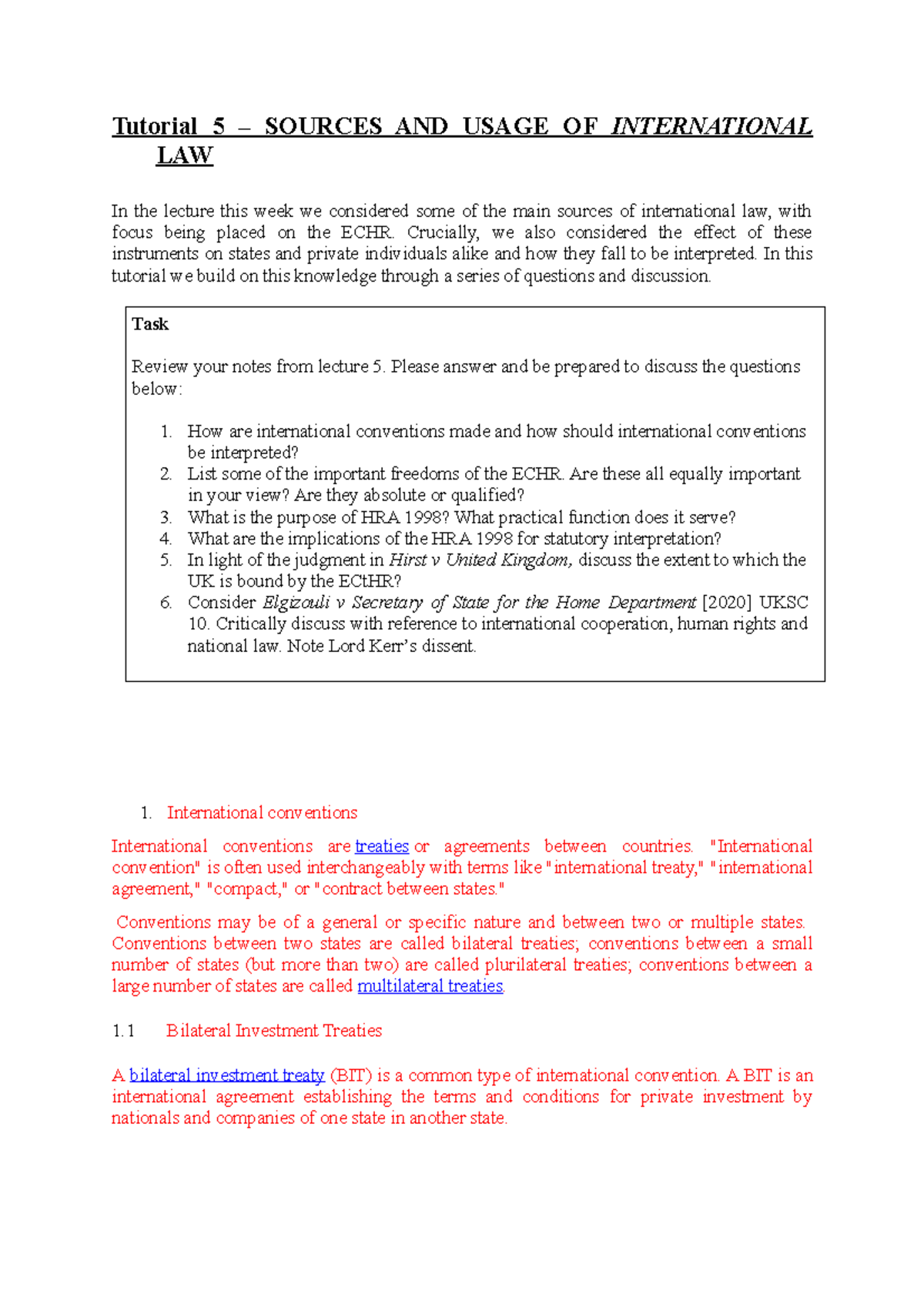 Tutorial 5 Sources And Usage Of International Law Tutorial 5 Tutorial 5 Sources And Usage Of International Law Tutorial 5