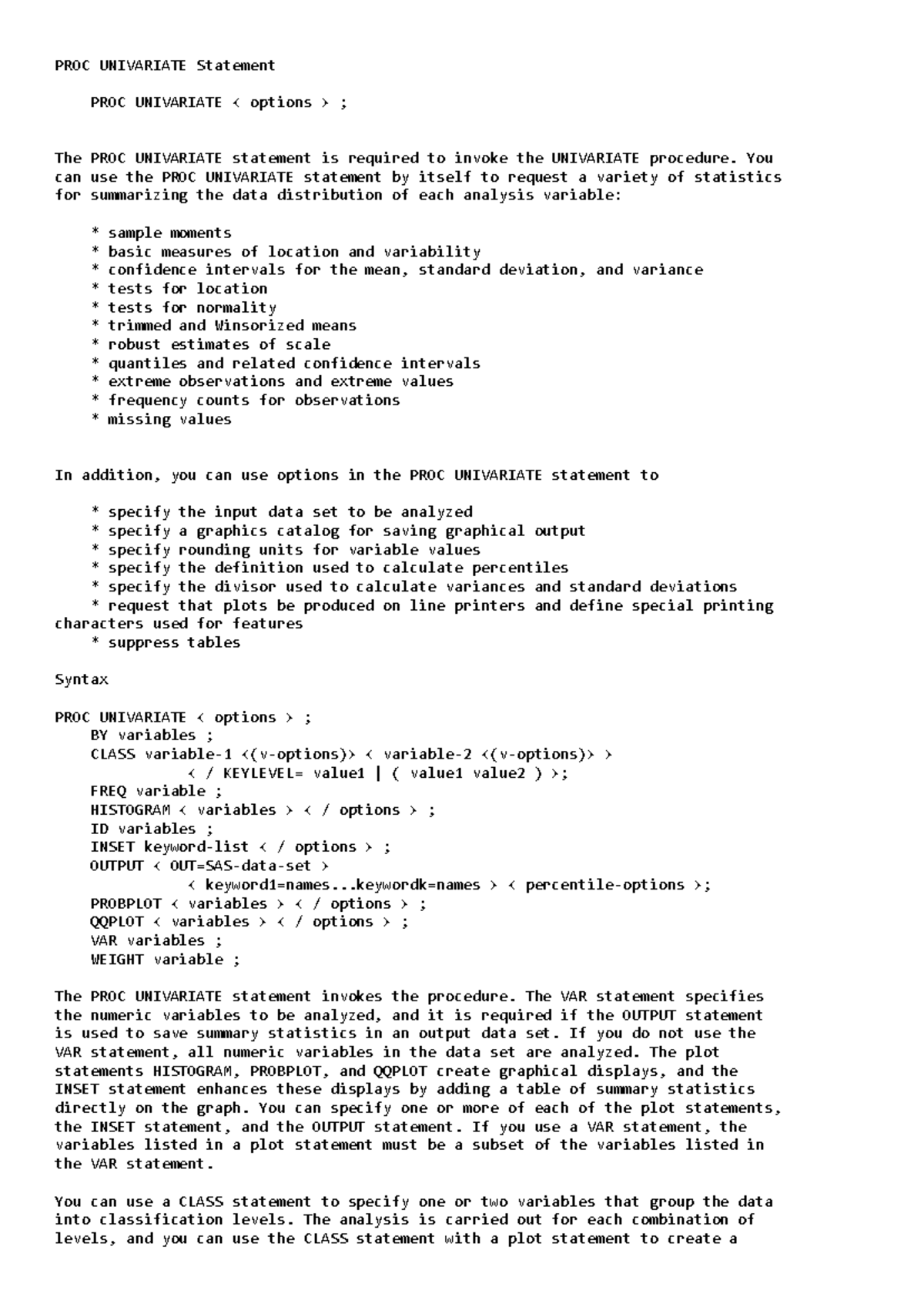 Proc Univariate Percentiles Sas Example