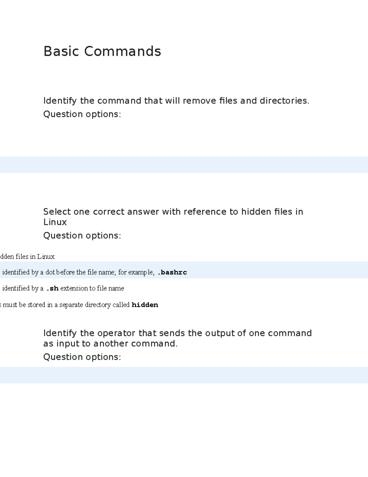 Allquiz - all quiz - Basic Commands Identify the command that will ...