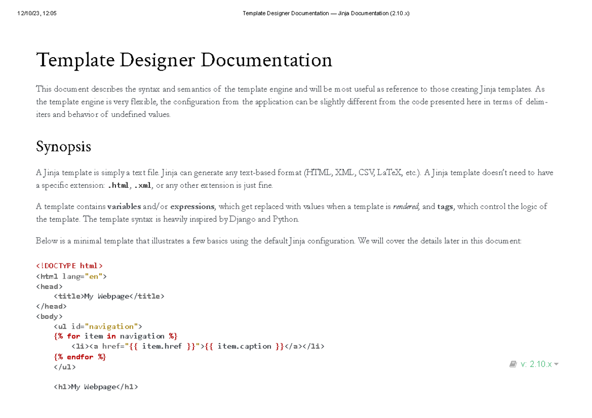 Template Designer Documentation — Jinja Documentation (2 Template
