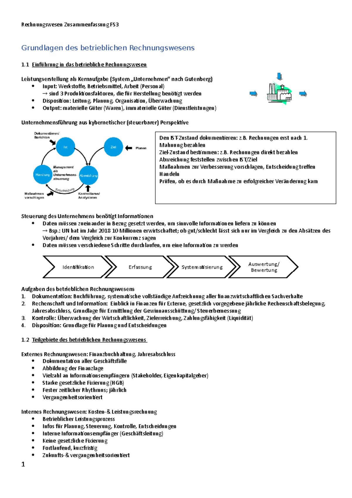Zusammenfassung Rechnungswesen - Grundlagen Des Betrieblichen ...