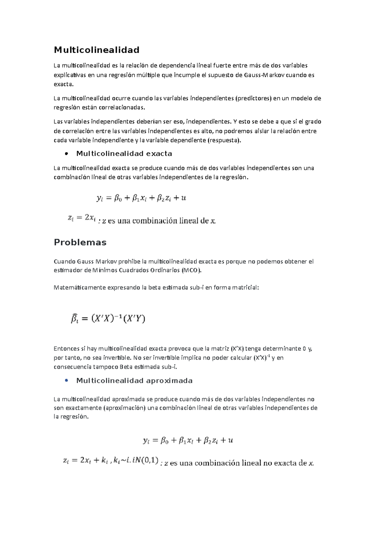 Tarea Modeloslineales 6 - Multicolinealidad La multicolinealidad es la ...