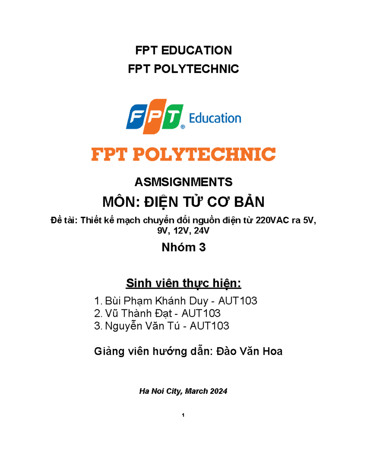 ASM GĐ1 Vuthanhdat PH56714 - FPT EDUCATION FPT POLYTECHNIC ASMSIGNMENTS ...