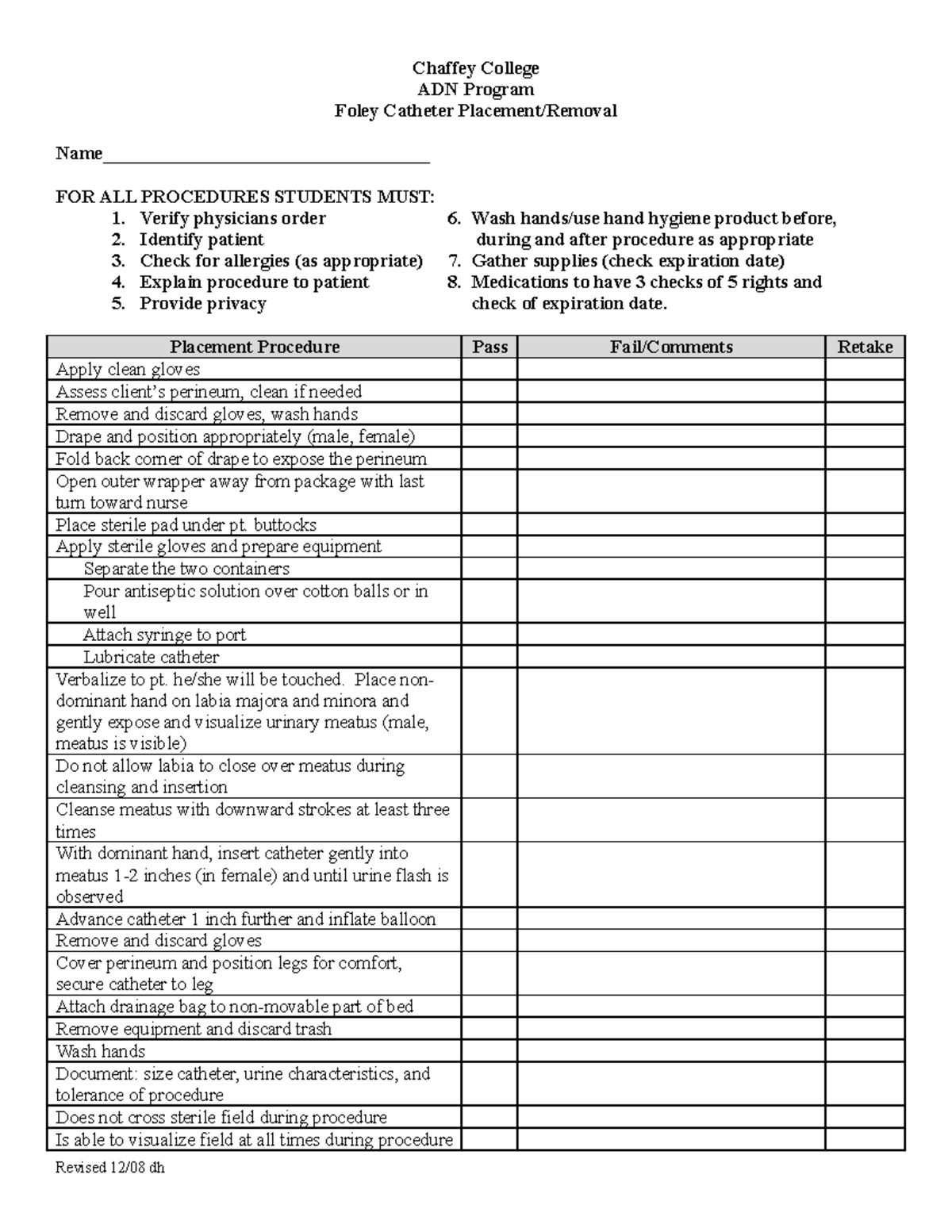 Foley 08 - Lecture notes 4 - Chaffey College ADN Program Foley Catheter ...
