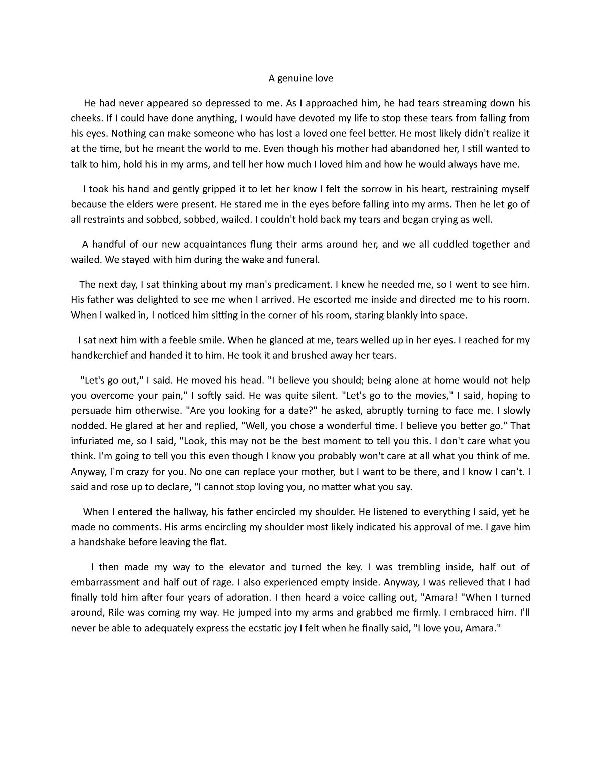 essay about genuine love