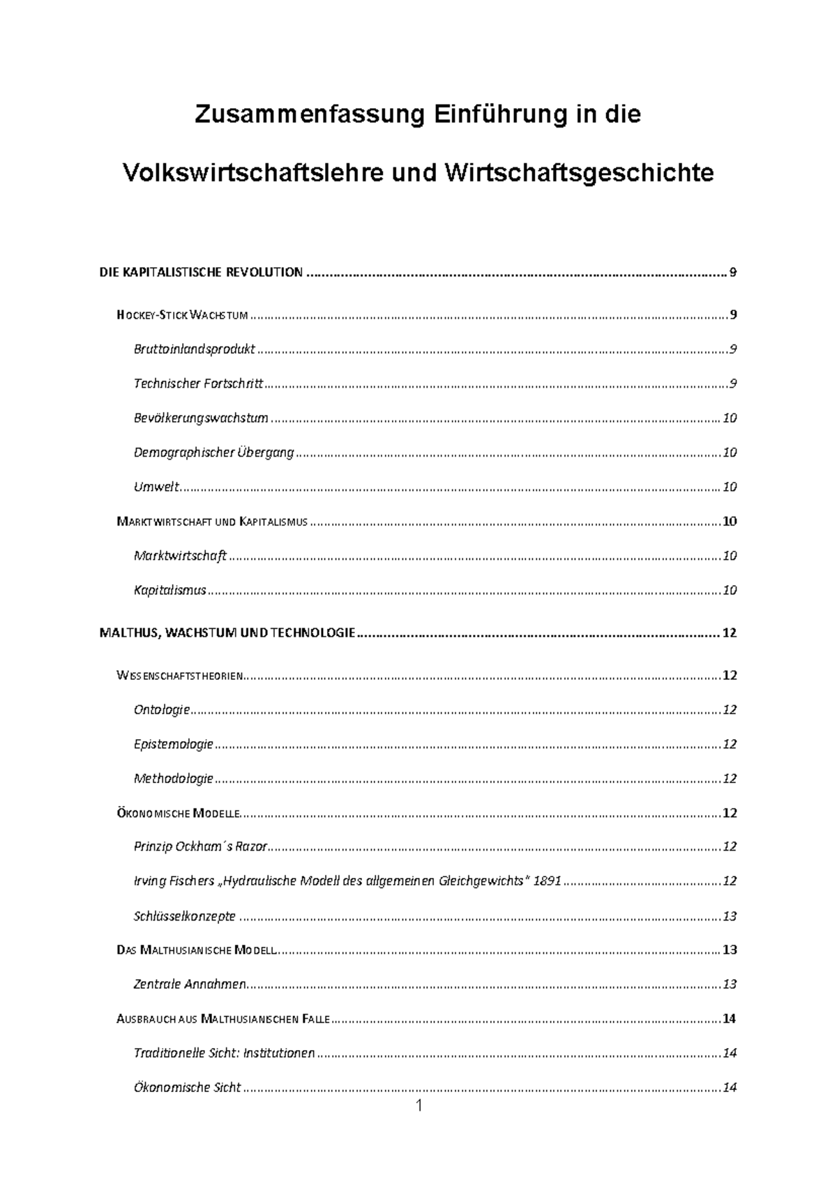 Zusammenfassung Einführung In Die Volkswirtschaftslehre Und ...