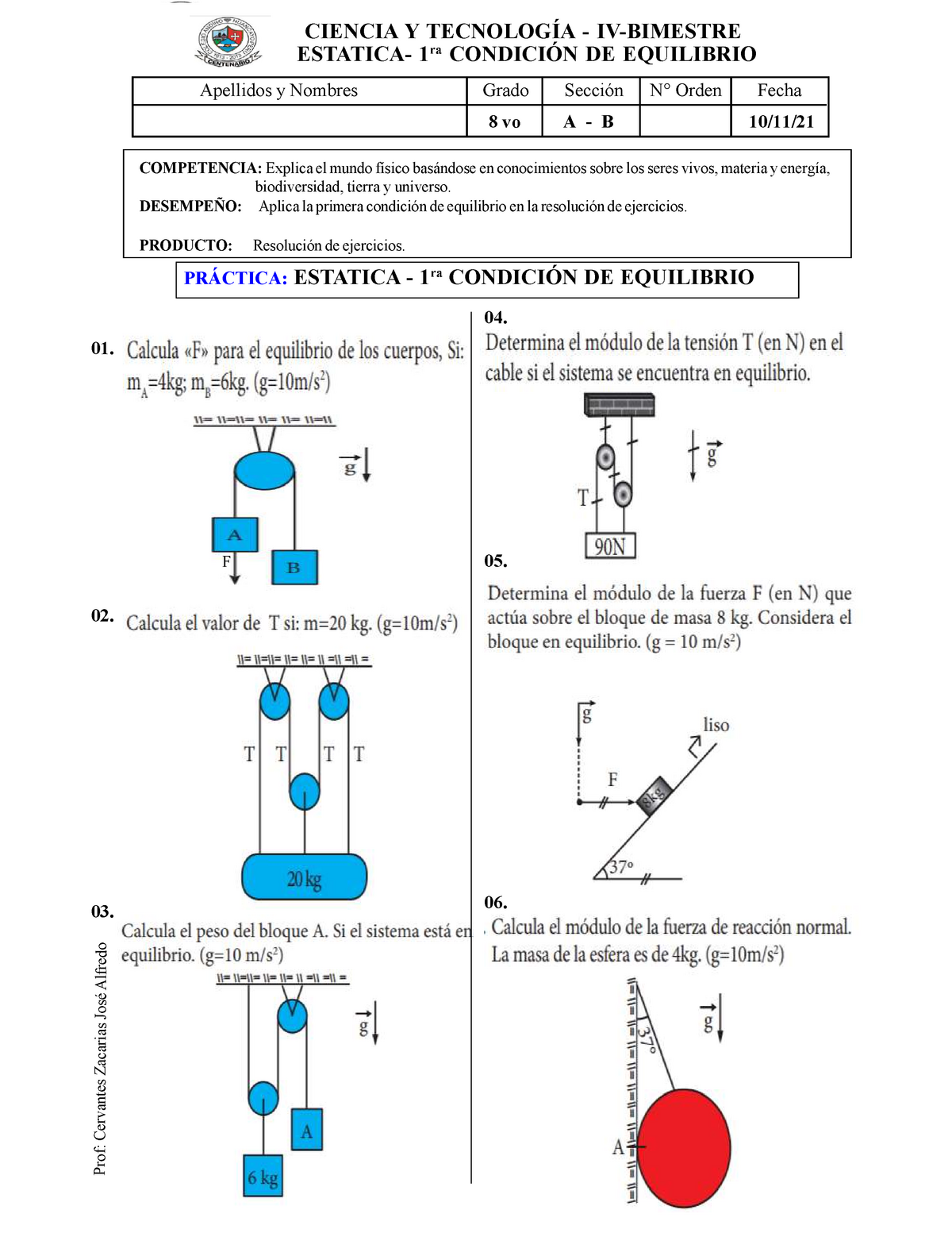 Practica Calificada DE Estatica-1ra Condicion DE Equilibrio (1 ...